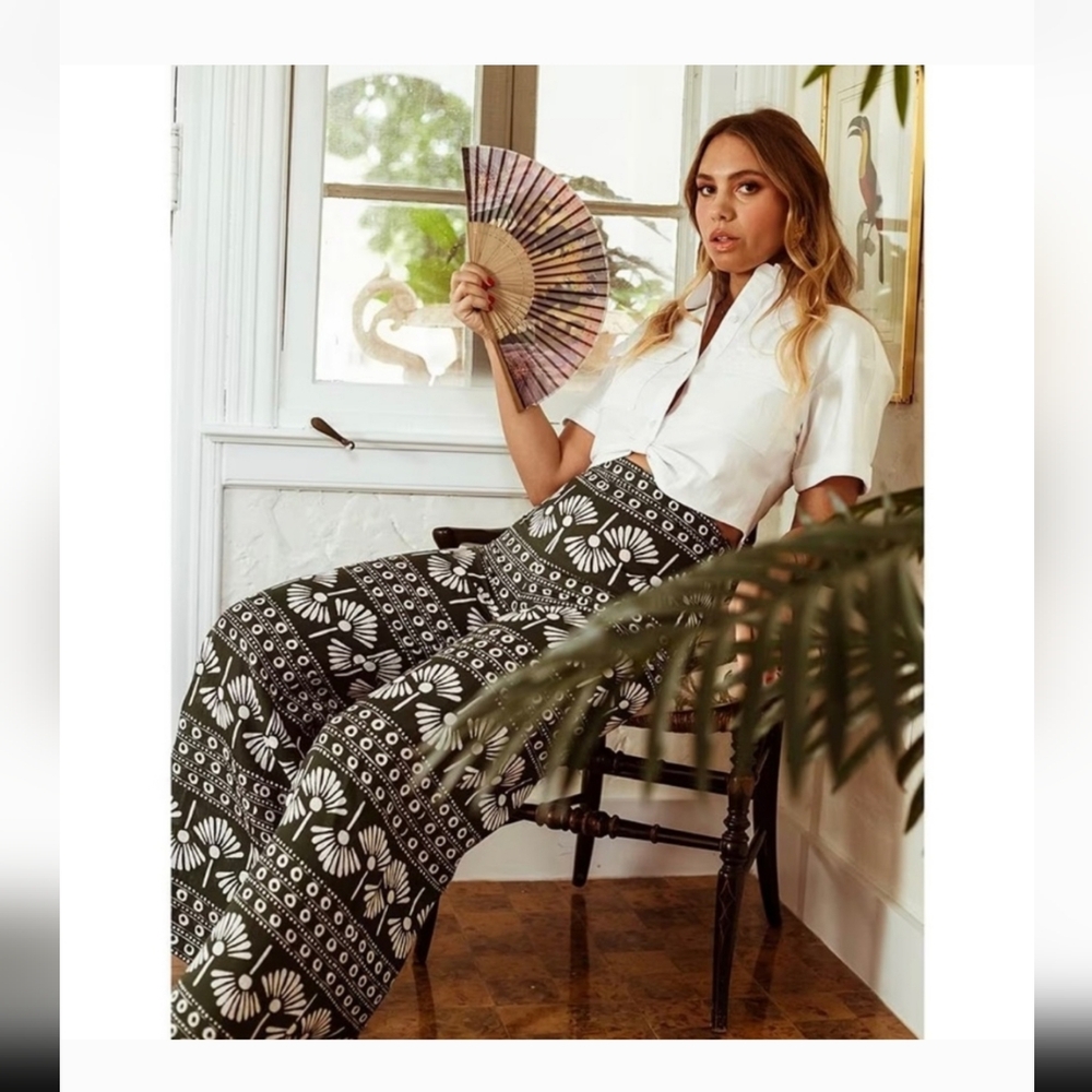 The Nat Note x Antonio Melani Womens Coco Palm Linen Beach Wide Leg Pant